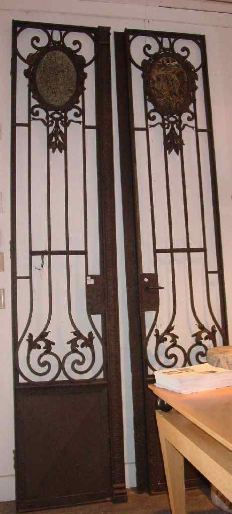 PAIR OF FRENCH MARBLE INSET IRON GATES poss 19th c