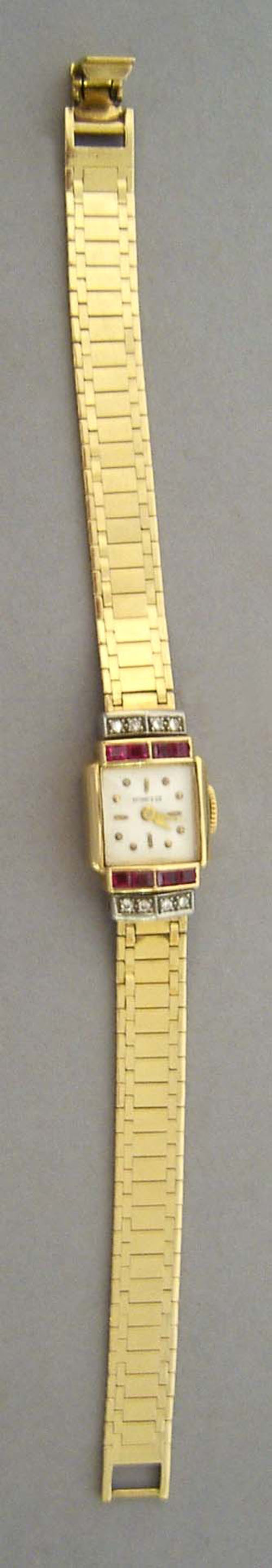 Hamilton 14K gold ladies wristwatch made for Tiffany Co with