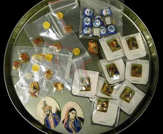 Large collection of miniature hand painted works on mother of