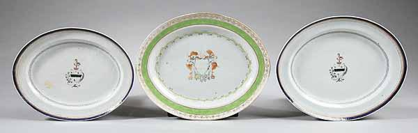 Two Chinese Export Armorial Porcelain Oval Platters c 1795 each