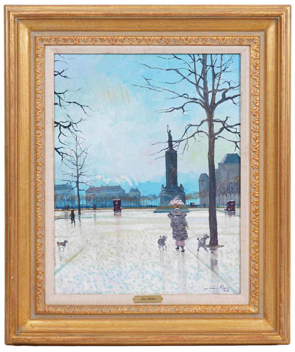 JOHN MORRIS WINTER SORTIE 1912 OIL PAINTINGJohn Morris American 1920