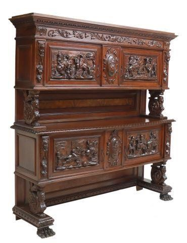 Italian Renaissance Revival walnut sideboard early 20th c egg and