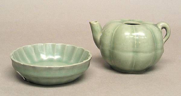 Two celadon glazed porcelains 13th 14th Century Both of Longquan