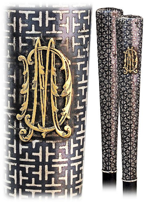 Tula Silver and Gold Dress Cane Ca 1900 Straight and