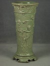 UMBRELLA STAND ONE PIECE VICTORIAN GREEN GLAZED POTTERY UMBRELLA STAND