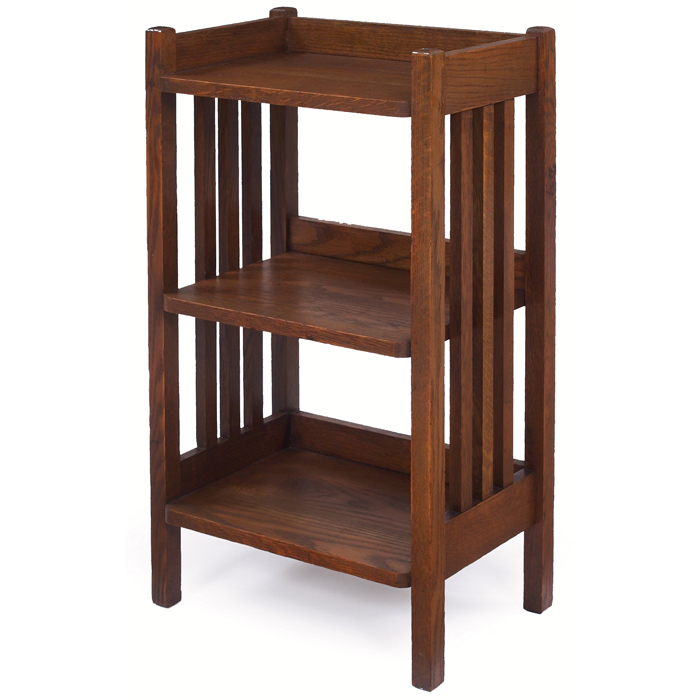 Stickley Brothers bookshelf three shelves with three vertical spindles on