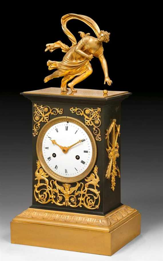 MANTEL CLOCK ATALANTE Empire Restauration Paris circa 1815 20 Matte