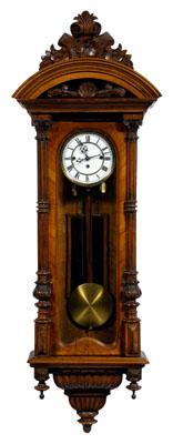 Gustav Becker Vienna regulator clock domed pediment below carved flowers