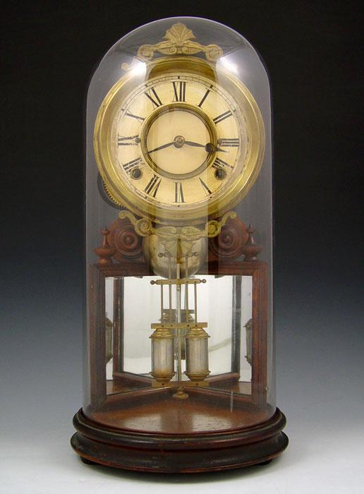 DAVIES SOLE CRYSTAL PALACE DOMED MANTLE CLOCK Brass and wood