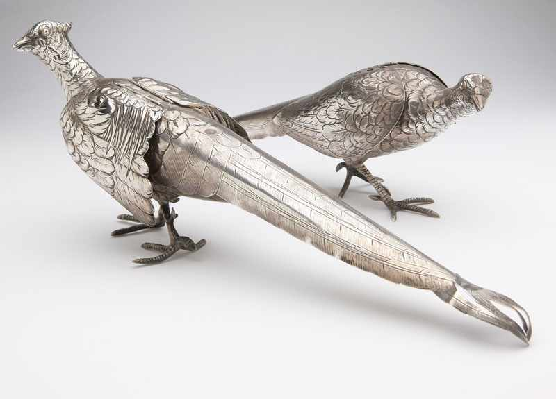 20th century each marked Sterling to underside of tail feather