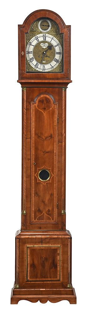 Continental Baroque Inlaid Tall Case Clock 18th century dial signed
