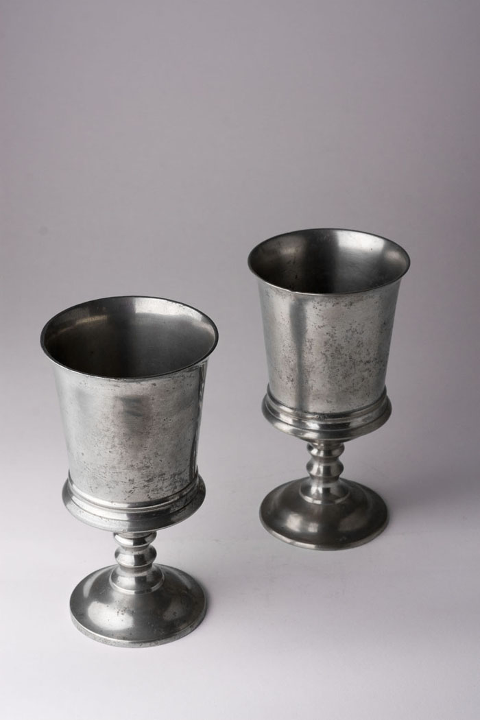 PAIR PEWTER CHALICES ATTRIBUTED TO ALLEN PORTER 1799 1862 Colebrook