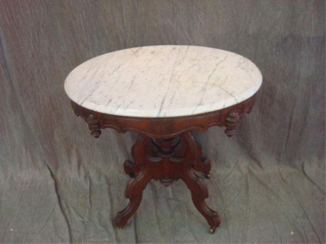 Victorian Marbletop Oval Center Table From an East 86th Street
