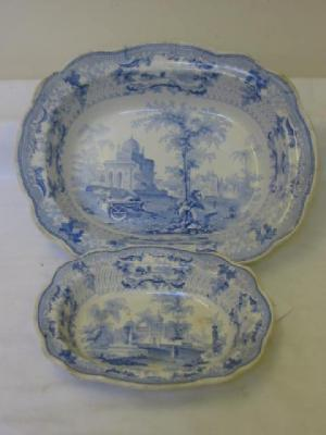 AN ENGLISH POTTERY PART DINNER SERVICE for twelve settings including