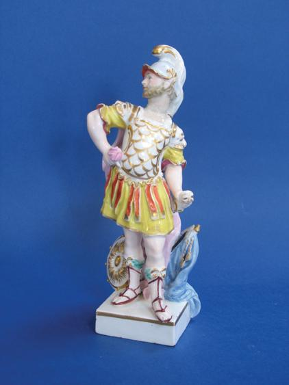 AN 18TH CENTURY DERBY FIGURE OF JUNO modelled wearing armour