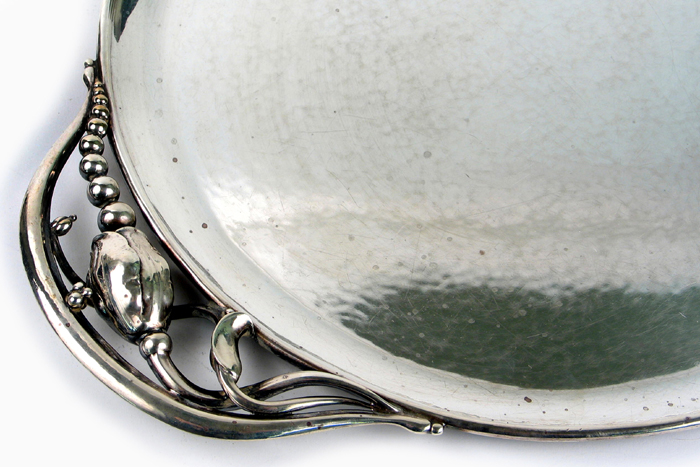 GEORG JENSEN STERLING SILVER OVAL TEA TRAY Blossom pattern 18