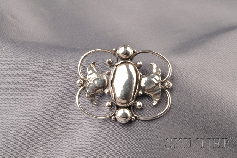 Sterling Silver Brooch Georg Jensen Denmark post 1945 mark no