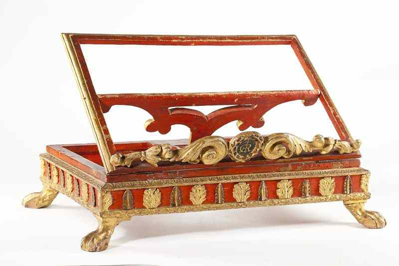 Venetian Carved and Painted Missal Book Racklate 18th century red