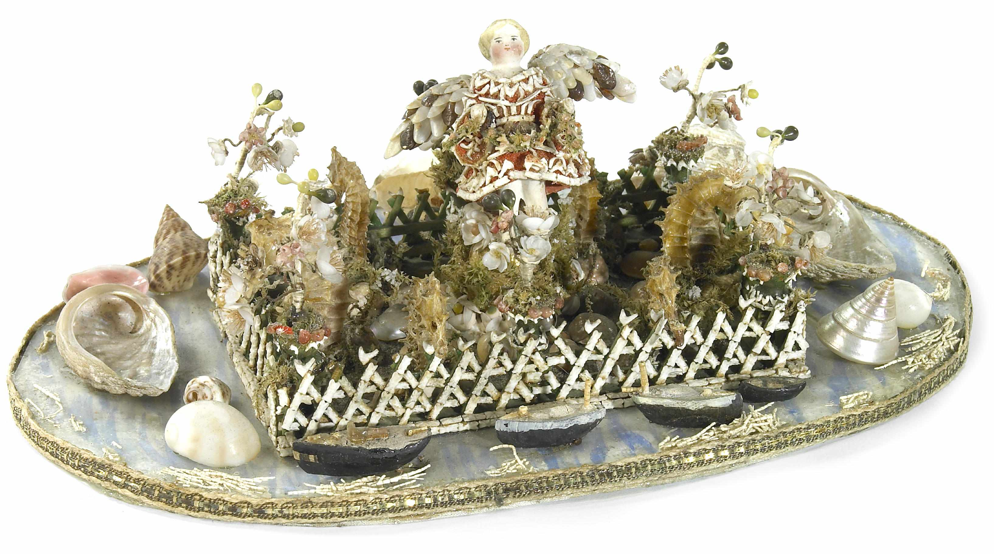 An Italian shell and mixed media diorama 19th century Depicting