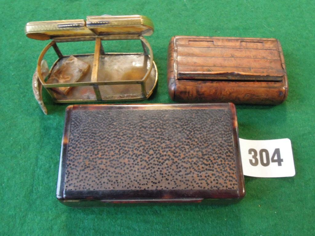 A 19th century polished tortoiseshell and coconut panelled snuff box