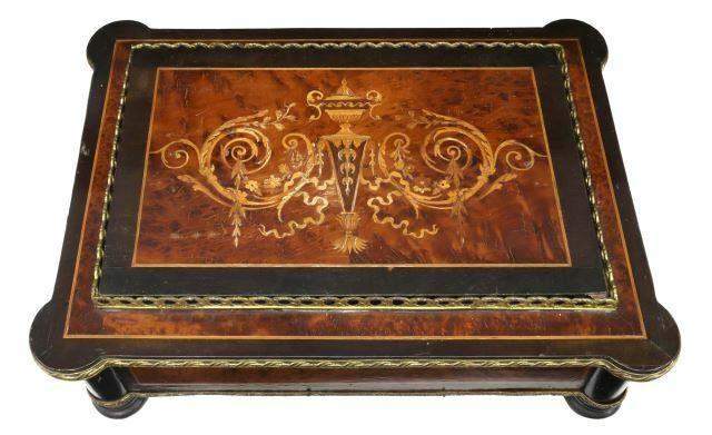 French Napoleon III lidded jardiniere 19th c ebonized case with