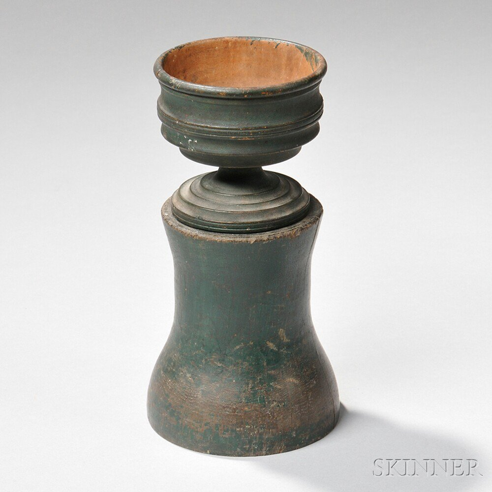 Green painted Wood Lamp Stand and Green painted Wood Master