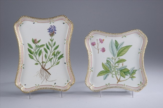 ROYAL COPENHAGEN PORCELAIN FLORA DANICA SQUARE TRAY AND RECTANGULAR TRAY