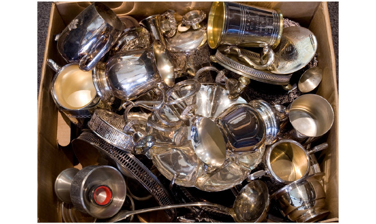Quantity Of Silver Plated Items Comprising A Swing Handled Basket