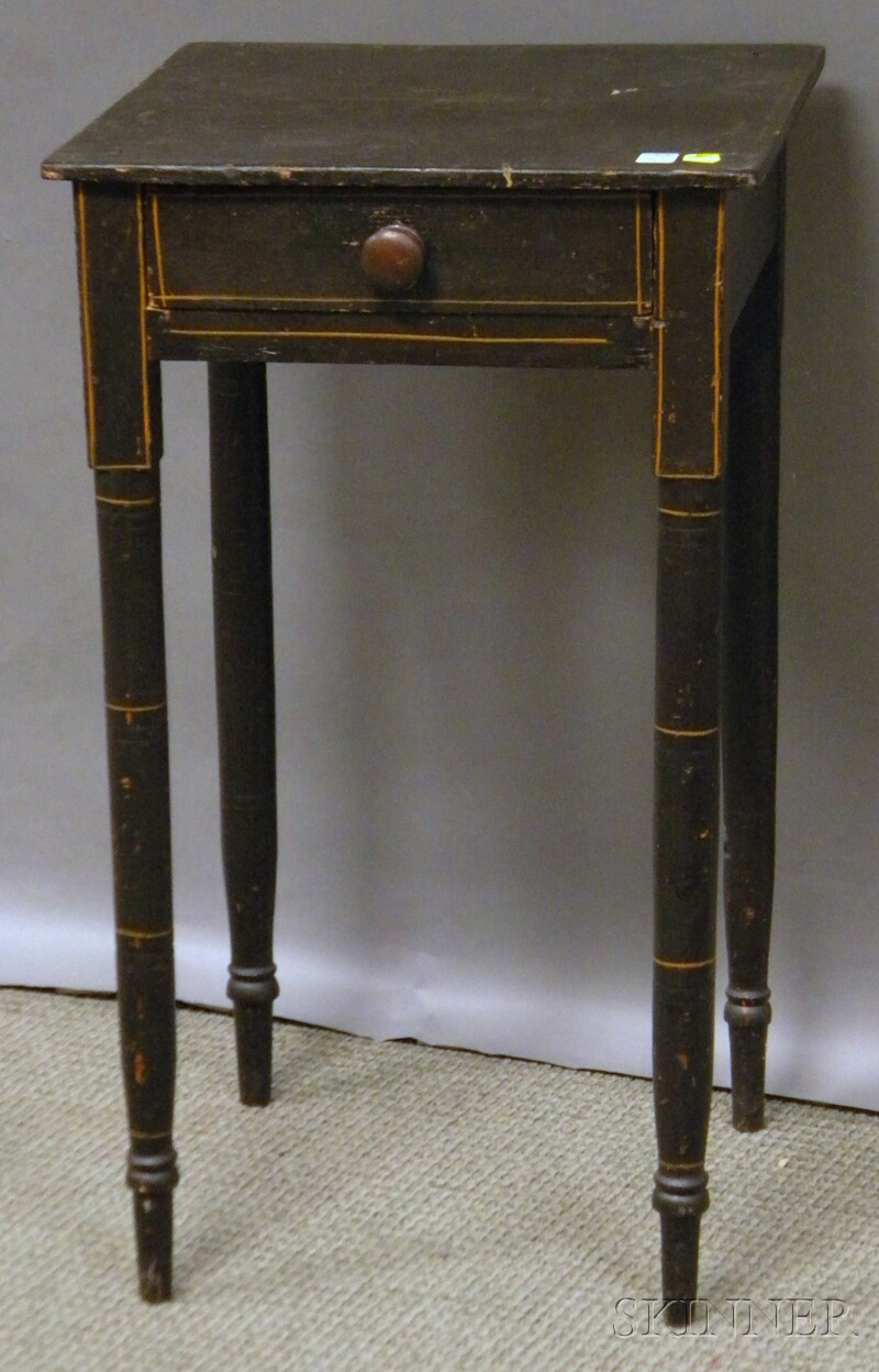 Federal Black painted and Decorated Pine One drawer Stand Provenance