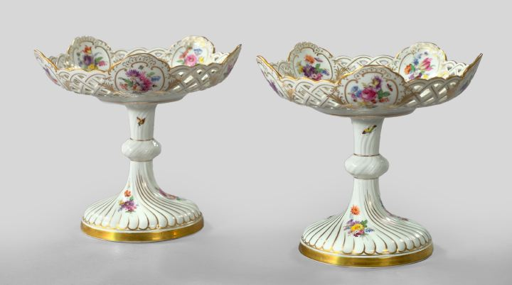 Pair of Meissen Reticulated Porcelain Comports first quarter 20th century