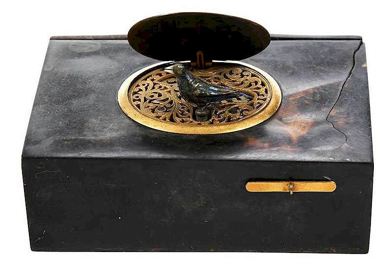 Swiss Automaton Music Box 19th century tortoise shell case with