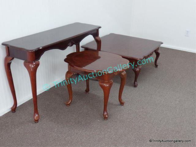 Cherry Finished 3 pc Living Room Table Set Produced by