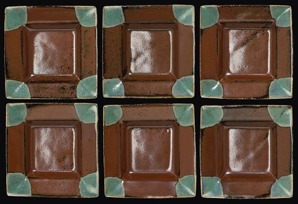 Hamada Shoji 1894 1978 Six persimmon glazed stoneware dishes Of