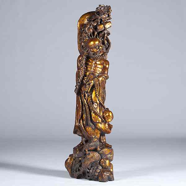 Chinese Giltwood Figure Chinese A large carved and reticulated giltwood