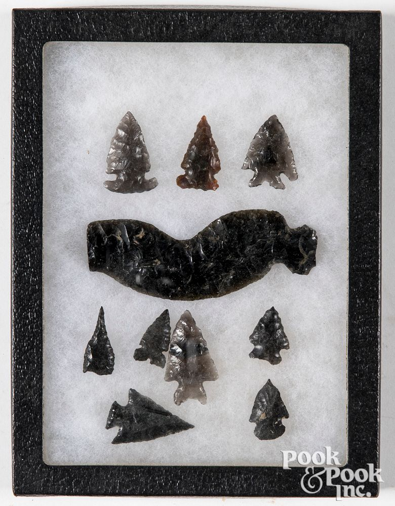 Group of ancient obsidian point eccentric blade Group of ancient