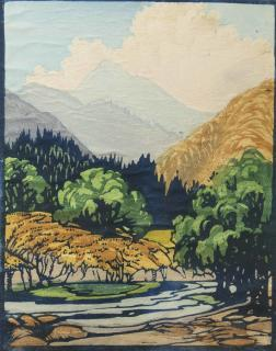 Frances Gearhart Woodblock Print The Cloud Unframed Frances Gearhart California