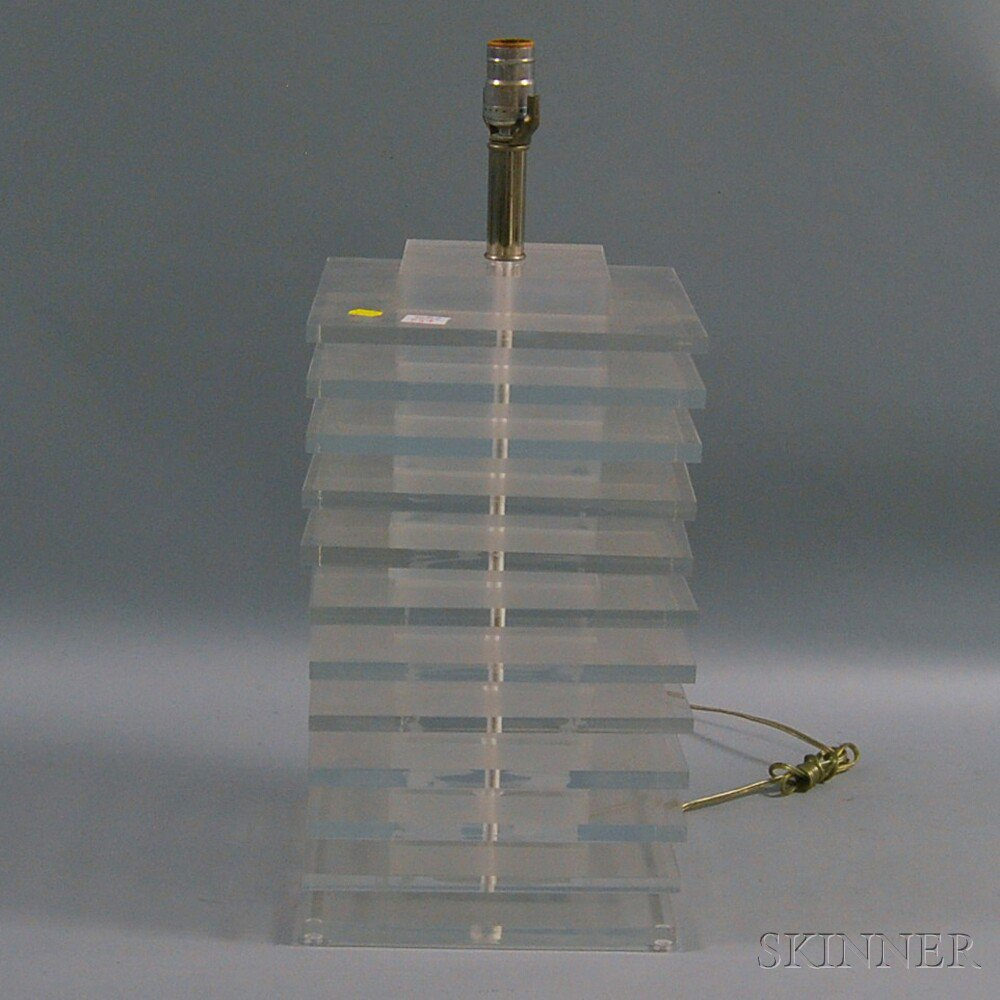 Lucite Table Lamp composed of stacked Lucite blocks of square