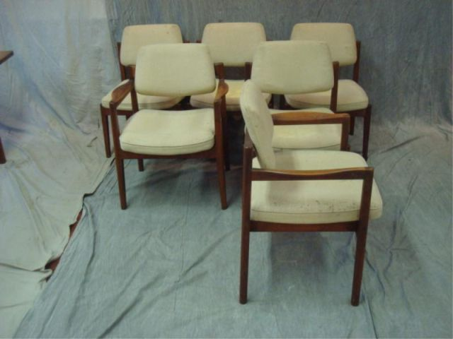Jens RISOM Set of 6 dining chairs Two arm and