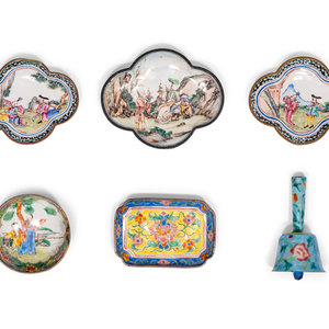 Six Chinese Canton Enamel on Copper Wares QING DYNASTY 1644