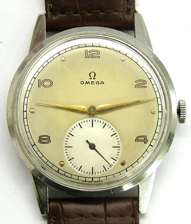 Large 1950 s Omega stainless steel gentleman s wristwatch the