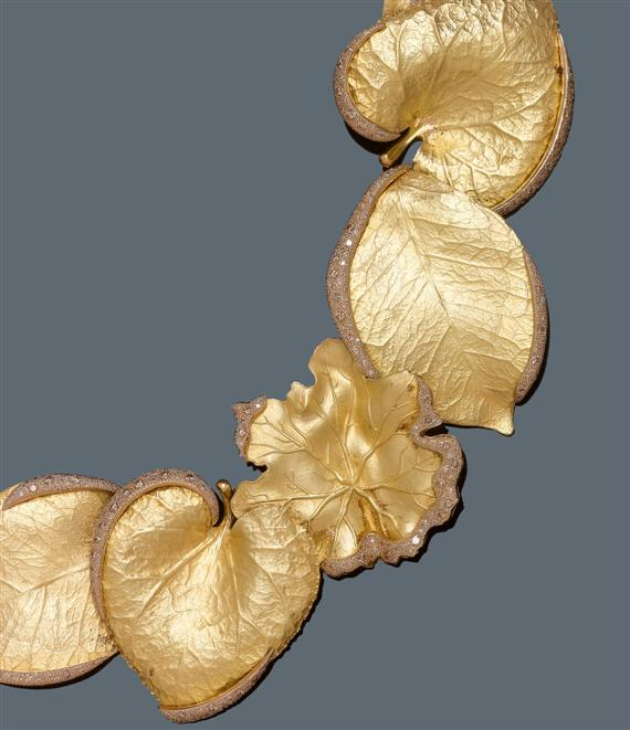 GOLD AND DIAMOND NECKLACE Italy ca 1980 Yellow gold 750