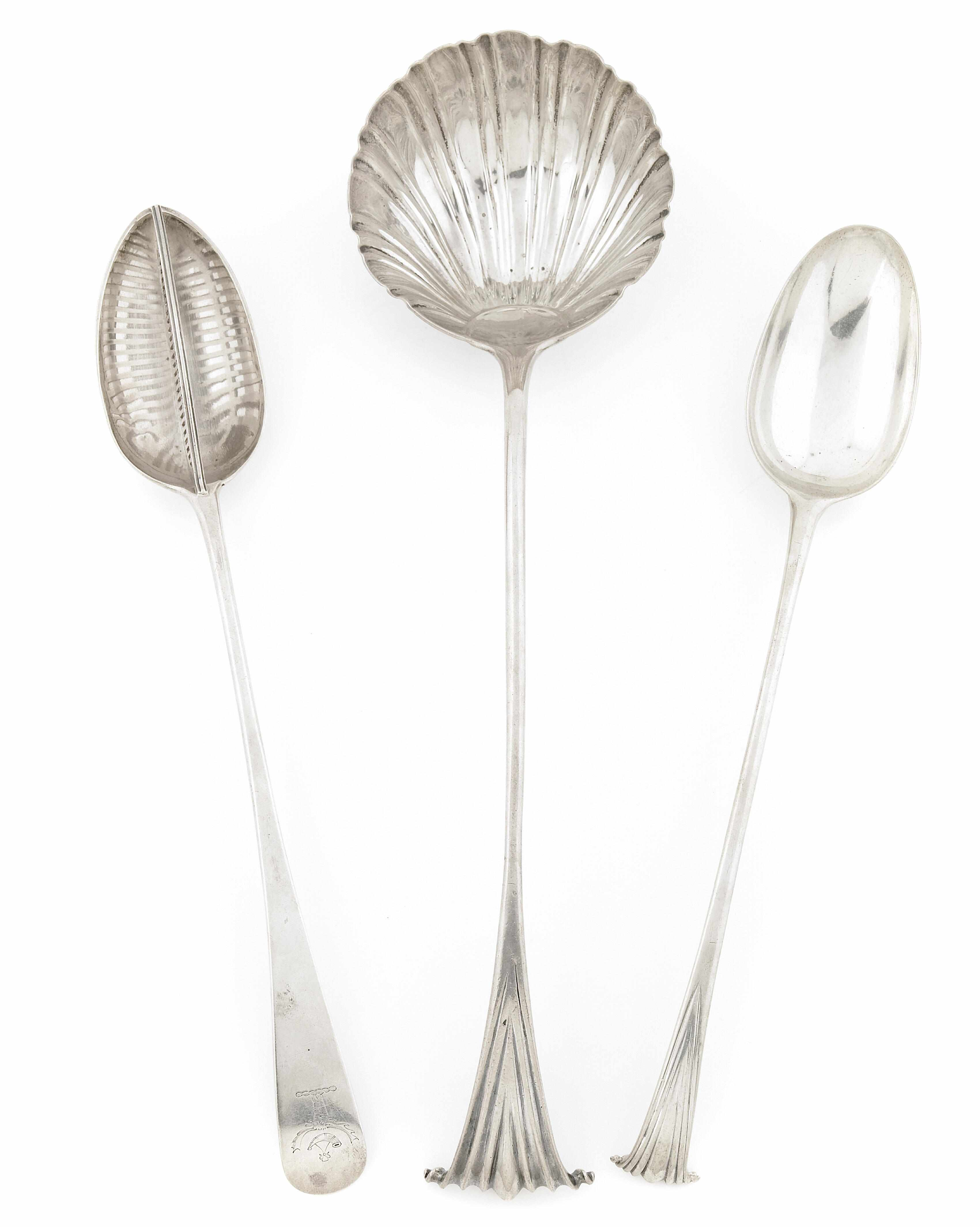 A group of George III sterling silver serving flatware Second