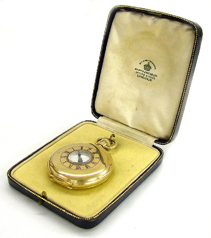Mappin 9ct lever half hunter pocket watch Dennison case with