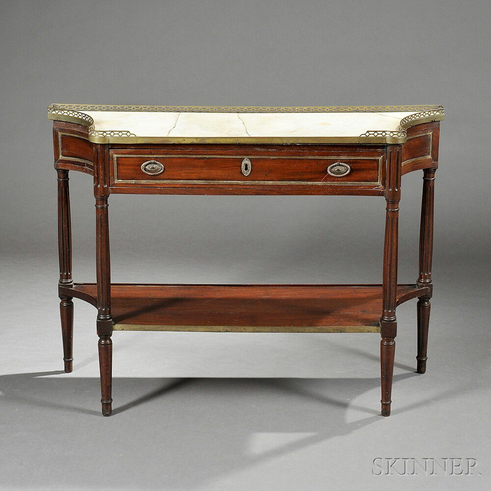Louis XVI style Marble top Mahogany Console Table late 19th