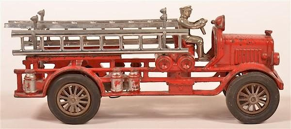 Hubley Cast Iron Ladder Truck with Driver Hubley Cast Iron