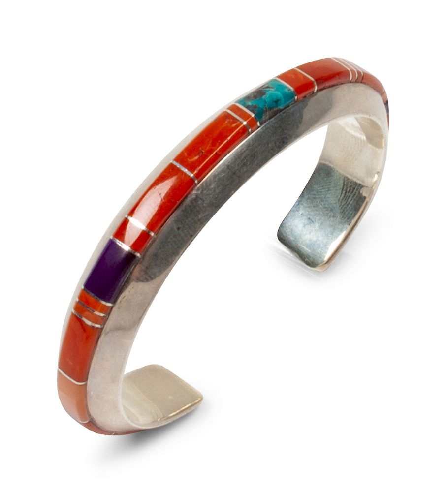 Wes Willie Dine b 1957 Sterling silver cuff bracelet with