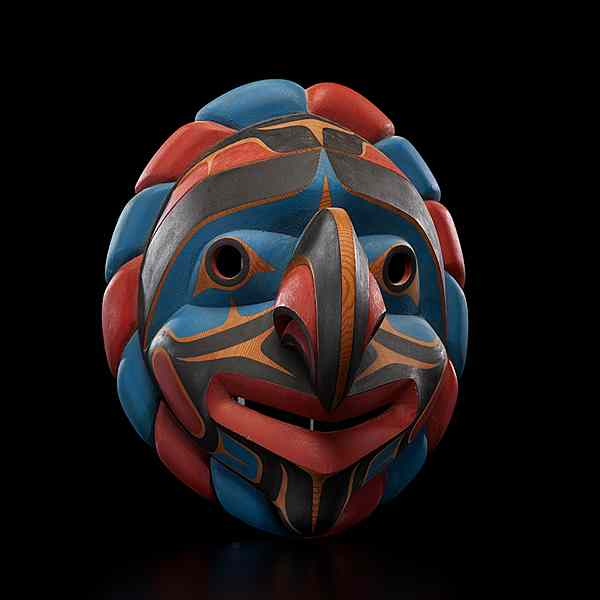 John Livingston Kwakwaka wakw Carved Mask Kwakiutl Fool carved cedar