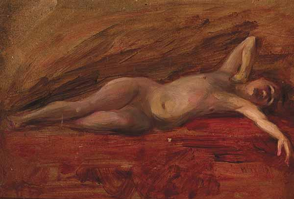William Woodward American New Orleans 1859 1939 Reclining Nude oil