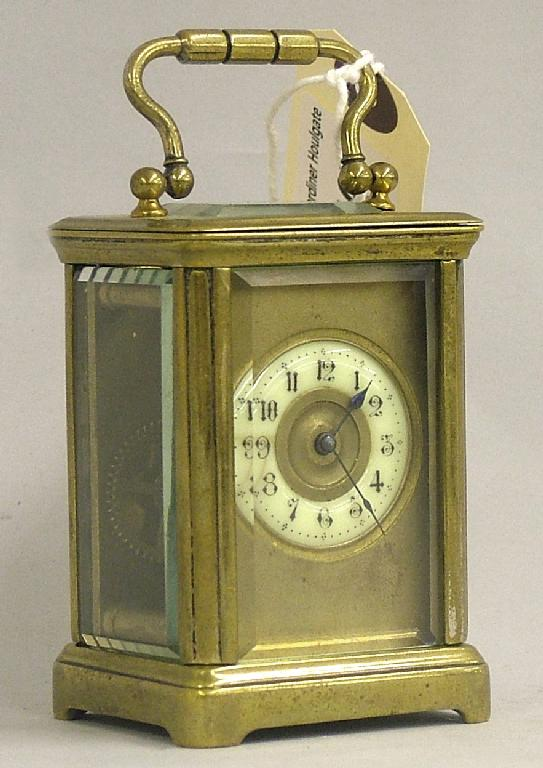Miniature brass carriage timepiece the 1 25 cream chapter ring
