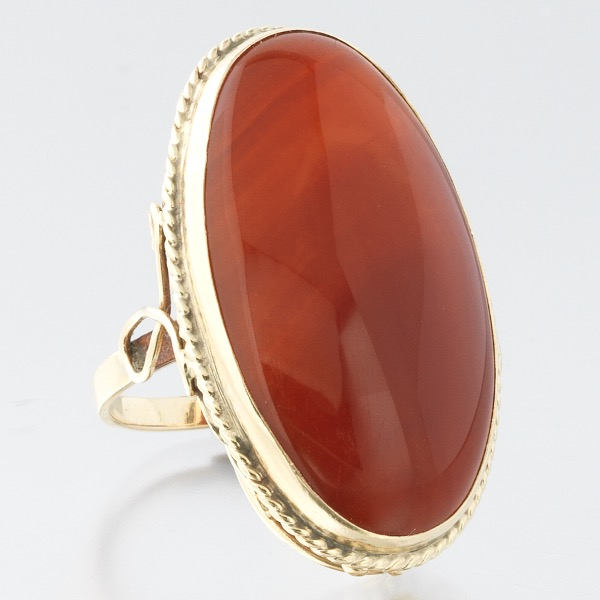 LADIES AGATE CABOCHON RING Ring size 6 Large polished agate